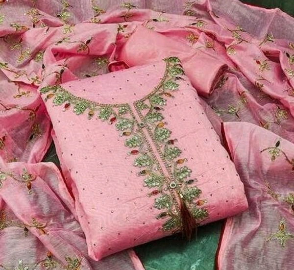 THE CHOICE FANCY MODAL DRESS MATERIALS - Tickle Me Pink, Unstitched