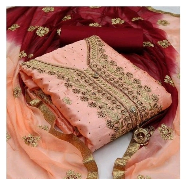 Suit Salwar Suit - Unstitched, Peach