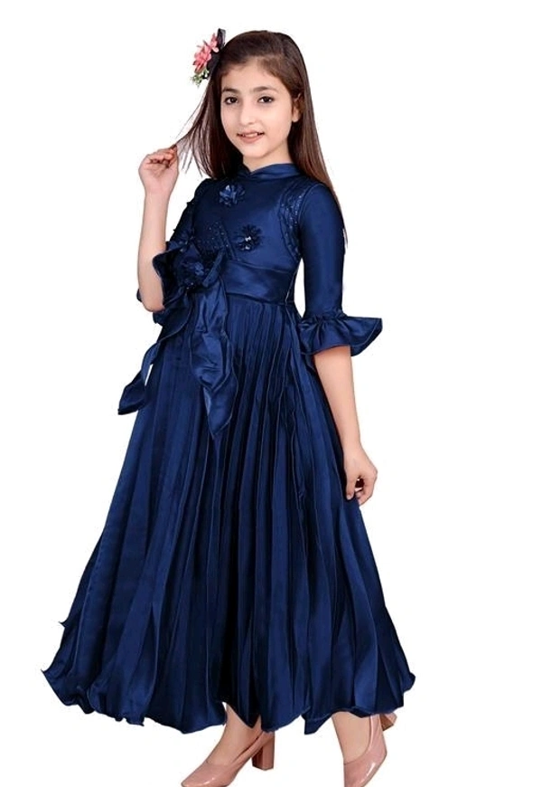 Agile Fancy Girls Frocks & Dresses Pack Of 1 - 7-8 Years, Navy Blue