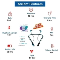 B11 Lightweight B-11 Neckband Upto 20Hrs Playtime Wireless Headset With Mic Bluetooth Headset-(RED, Pcs.1) Compatible with all smart phones.