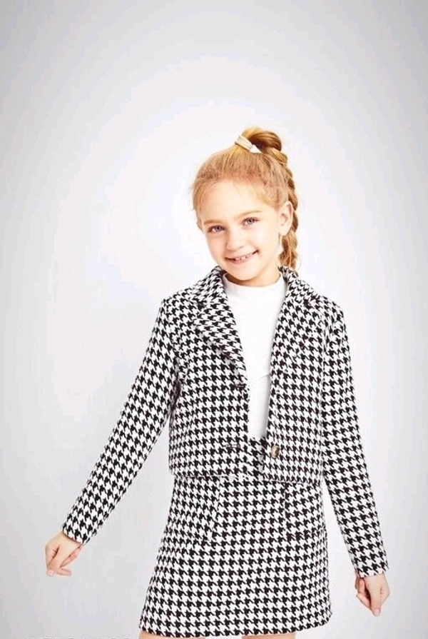 Trendy girls three piece jacket & skirt, t-shirt - 6-7 Years