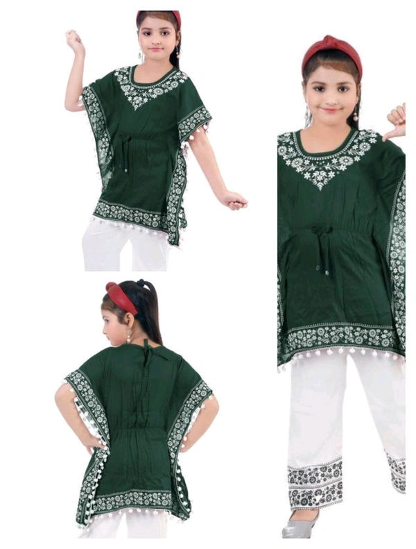 Girls Fancy Kaftan and palazzo set - Sherpa Blue, 5-6 Years
