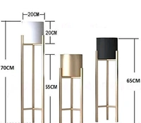 SR Handicraft Metal Floor Plant Stand for Living Room, Office , Golden, 3 Pieces