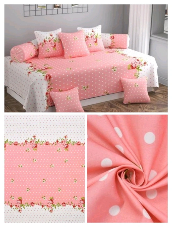 LOPUNNY Premium Elegent Posh Diwan Set 250 TC  - Tickle Me Pink, Free Size