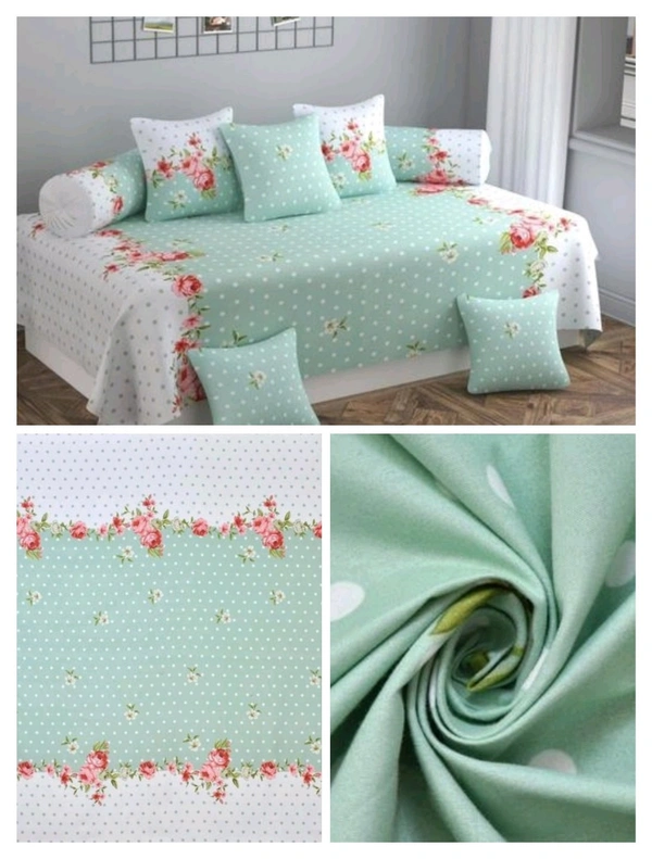 LOPUNNY Premium Elegent Posh Diwan Set 250 TC  - Neptune, Free Size
