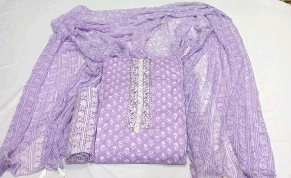Women's Pink& lavender Ethnic Motif Printed Soft Cotton Suits & Dress Materials - Mauve, Unstitched