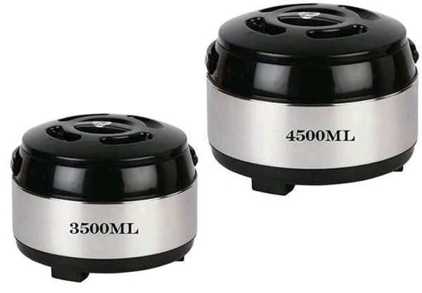 Dr. Equipment Ever"n"Green Stainless Steel Thermoware Casserole Double Wall Insulated Hot Pot for hot Meal| chapati| Curry| roti, Set of 2, 3500ML & 4500ML