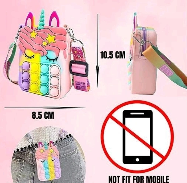 ARB (Pop It Bag Unicorn Shape Sling Bag) Crossbody Bag for Kids, Pop It Bag for Girls, Pop It Fidget Toy Shoulder Bag, Fidget Purse for Kids Stress Relief Toys, Multi