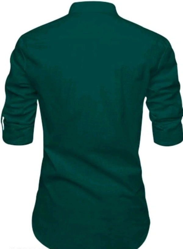 Men Solid Cotton Blend Straight Kurta - Sherpa Blue, M