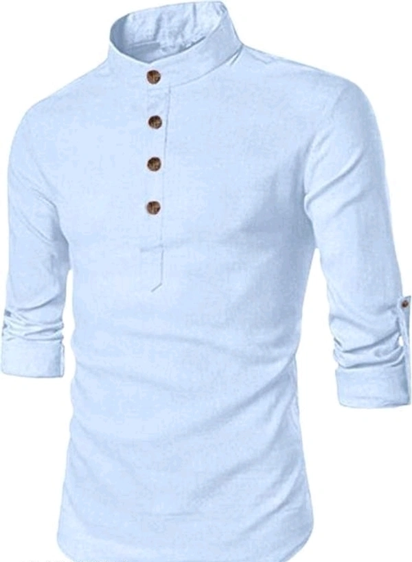 Men Solid Cotton Blend Straight Kurta - White, L