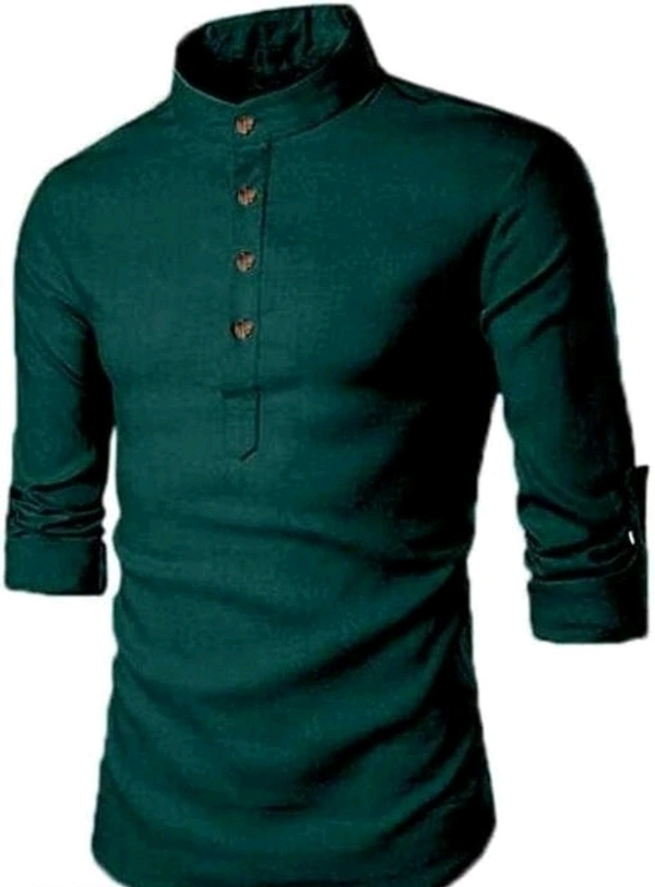 Men Solid Cotton Blend Straight Kurta - Sherpa Blue, XXL