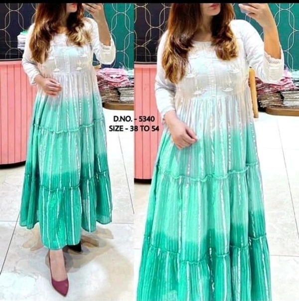 BEAUTIFUL LONG COTTON LUREX FABRIC GOWN - Spray, L