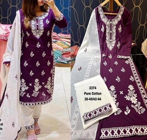 KURTI AND PANT SET - Purple, S