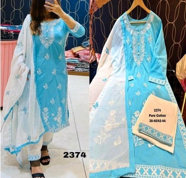 KURTI AND PANT SET - Sky Blue, S