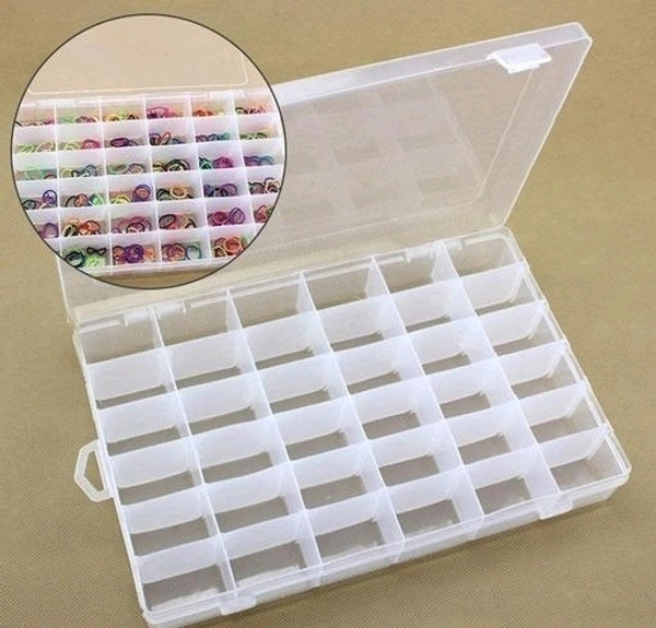 Multipurpose 36 Compartment Grid Storage Box For Jewelry Box, Beads Box, Earrings Box, Sundries Storage, Bracelet Box, Hair Clips Box, Pins Box, Cosmetics Box, Screws Box, DIY Kits Vanity Box STORAGE Vanity Box (CLEAR)