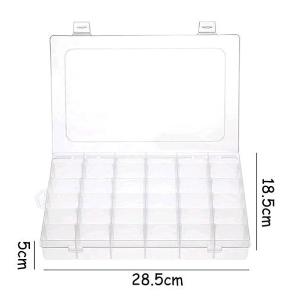 Multipurpose 36 Compartment Grid Storage Box For Jewelry Box, Beads Box, Earrings Box, Sundries Storage, Bracelet Box, Hair Clips Box, Pins Box, Cosmetics Box, Screws Box, DIY Kits Vanity Box STORAGE Vanity Box (CLEAR)