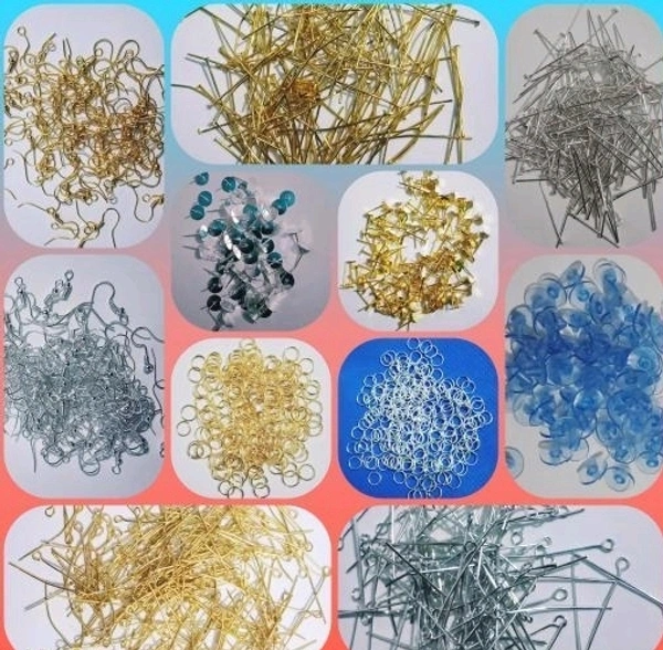 Fashion Trends Quilling And Jewellery Making Acessories For Silk Thread Jewellery Making 11 Items Kit - Golden/Silver ( 25Pc Each )
