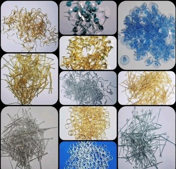 Fashion Trends Quilling And Jewellery Making Acessories For Silk Thread Jewellery Making 11 Items Kit - Golden/Silver ( 25Pc Each )