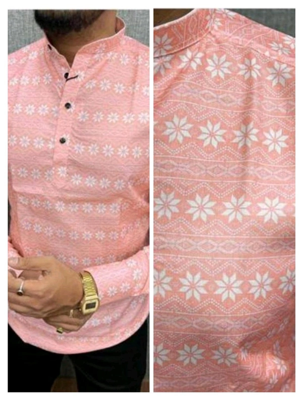Atyantah Men's cotton Digital Printed kurta shirt - Sundown, XXL