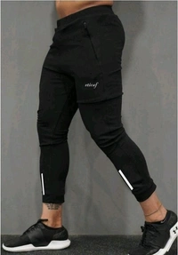 Solid Men Track Pants - Black, 40, Lycra