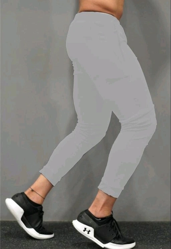 Solid Men Track Pants - Silver, 32, Lycra