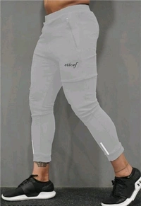 Solid Men Track Pants - Silver, 32, Lycra