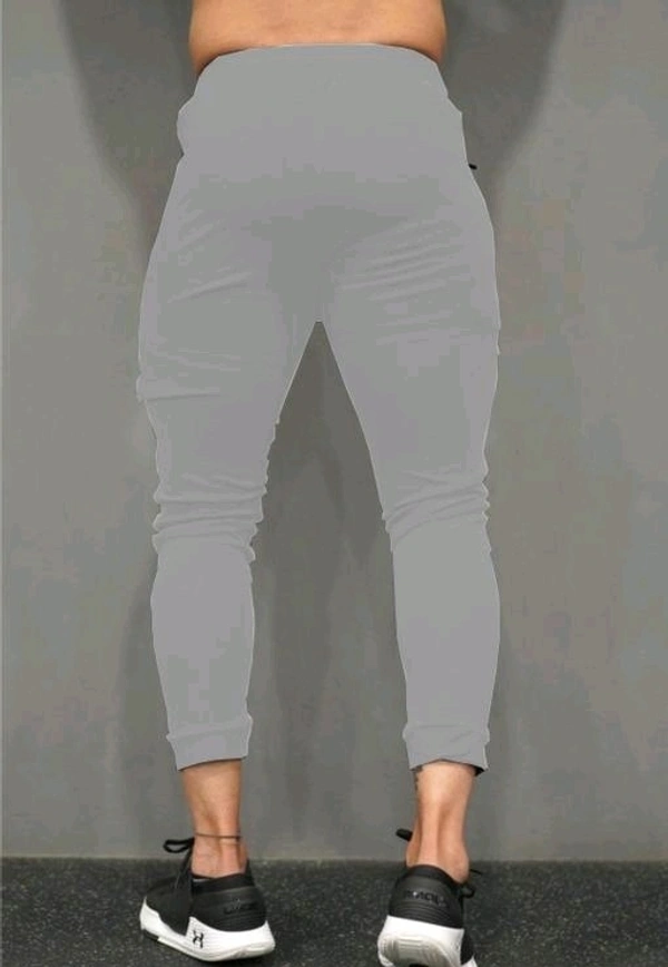 Solid Men Track Pants - Silver, 32, Lycra