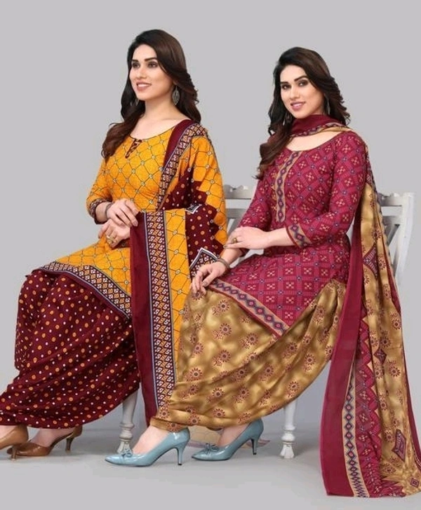 Poly Cotton Dress Material Combo (Pack Of 2) - Unstitched