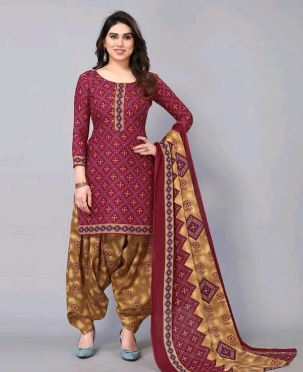 Poly Cotton Dress Material Combo (Pack Of 2) - Unstitched
