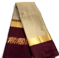 MAX DVYNE Hathi Saree Cotton Silk - Running Blouse Piece - 2023 - Tan, Free Size, Cotton Silk