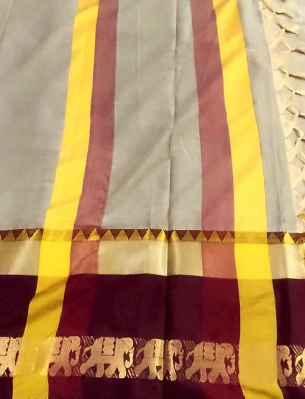 MAX DVYNE Hathi Saree Cotton Silk - Running Blouse Piece - 2023 - Tan, Free Size, Cotton Silk