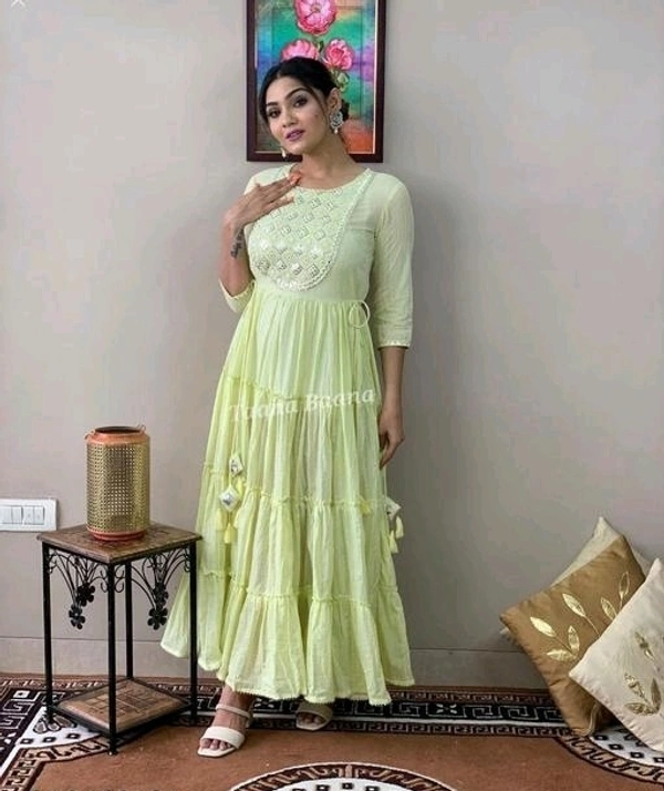 MAX LF/Fully floral embroidery pattern on kurti with beautiful heavy cusion tassels - Madang, L, Rayon