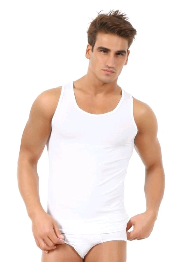Pura Cotton Blend  Men's Cotton white Vest Innerwear Combo pack Of 10 Pc - XL