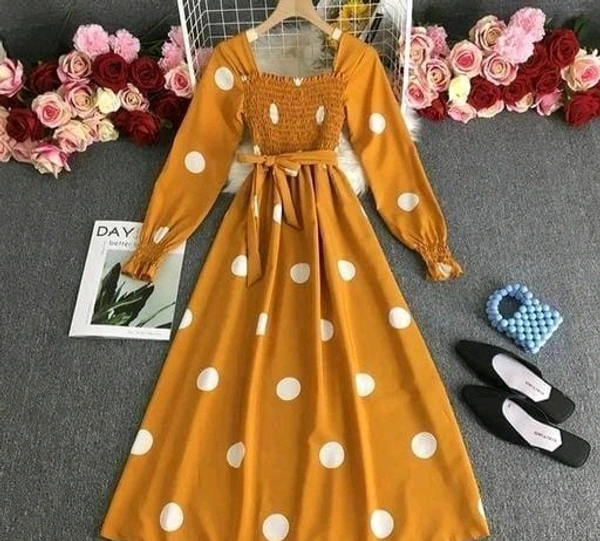 Poly Crepe  sl  white big polka - Tangerine, XL