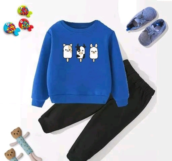 Full Sleeve Baby Boys & Baby Girls Sweatshirt And Pant (Pack of 1) - Blue, 3-4 Years