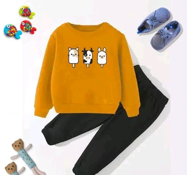 Full Sleeve Baby Boys & Baby Girls Sweatshirt And Pant (Pack of 1) - Tangerine, 5-6 Years