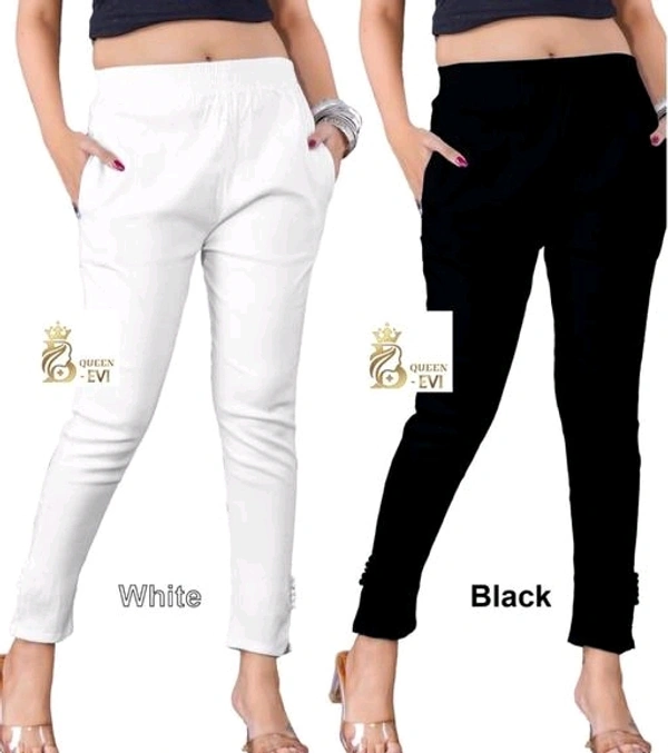 Q-Rious Women Regular Fit Multicolor Cotton Blend Trousers - 38