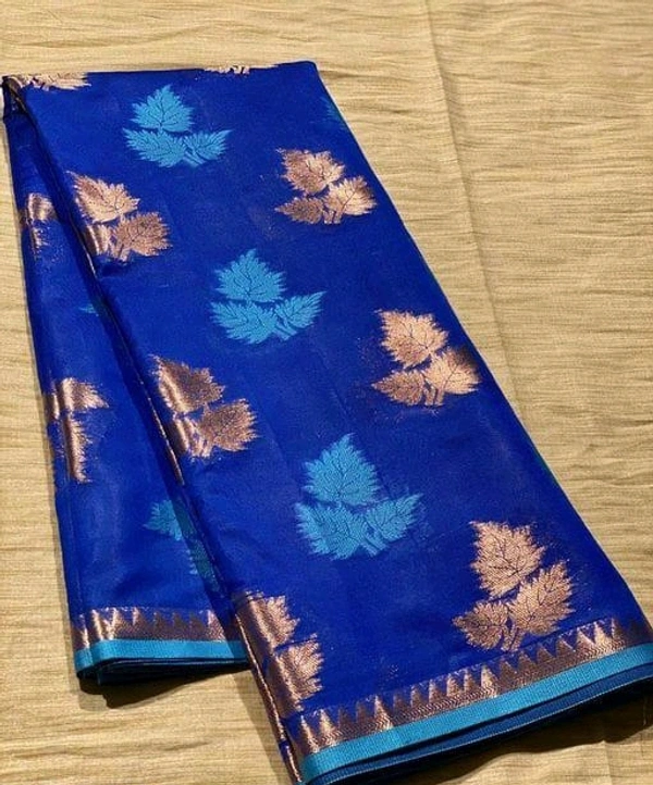 Cotton Blend  COTTON SILK SAREE - Blue, Free Size