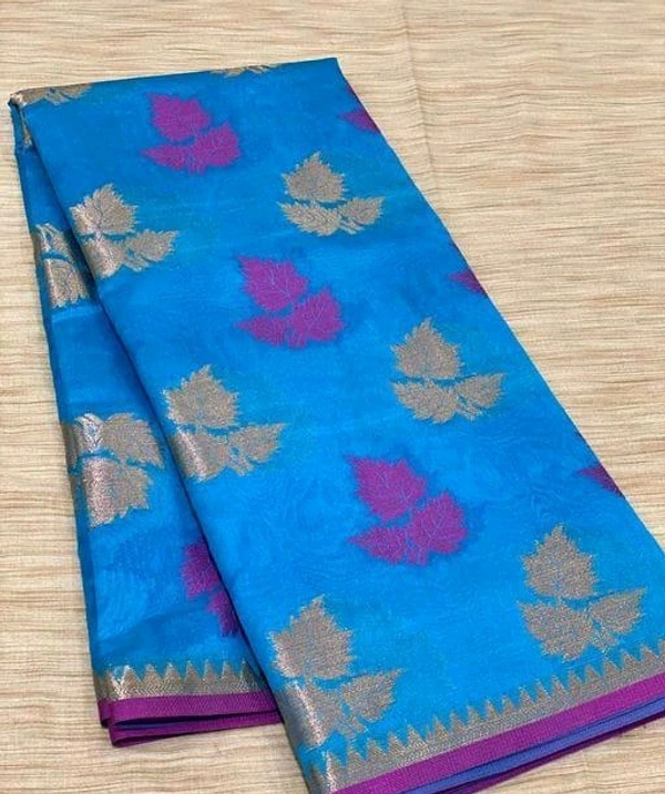 Cotton Blend  COTTON SILK SAREE - Dodger Blue, Free Size