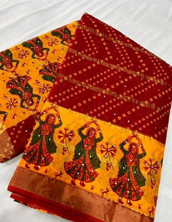 Pura Cotton Blend  PURE COTTON SAREE PRINTED CHUNDRI FANCY DESIGN ST