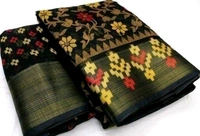 Cotton Blend  Attractive cotton saree - Black
