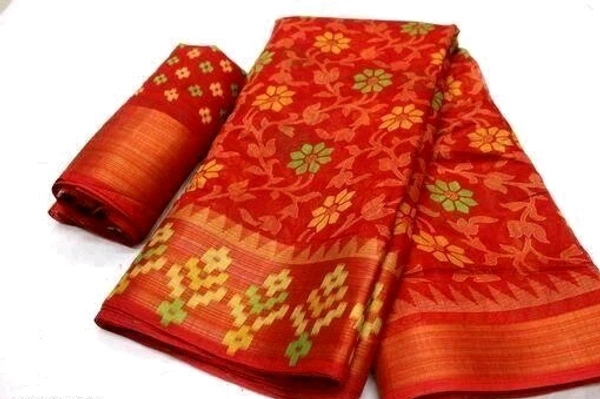 Cotton Blend  Attractive cotton saree - Red