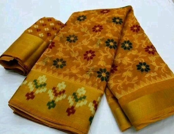 Cotton Blend  Attractive cotton saree - Web Orange