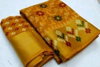 Cotton Blend  Attractive cotton saree - Web Orange