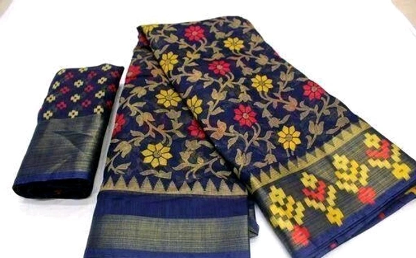 Cotton Blend  Attractive cotton saree - Ultramarine