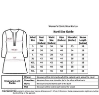 Hand Embroided chikan kurti with Glass work. - M, Blue