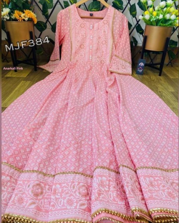 JAIPURI PRINTED ANARKALI - XXXL, Sundown