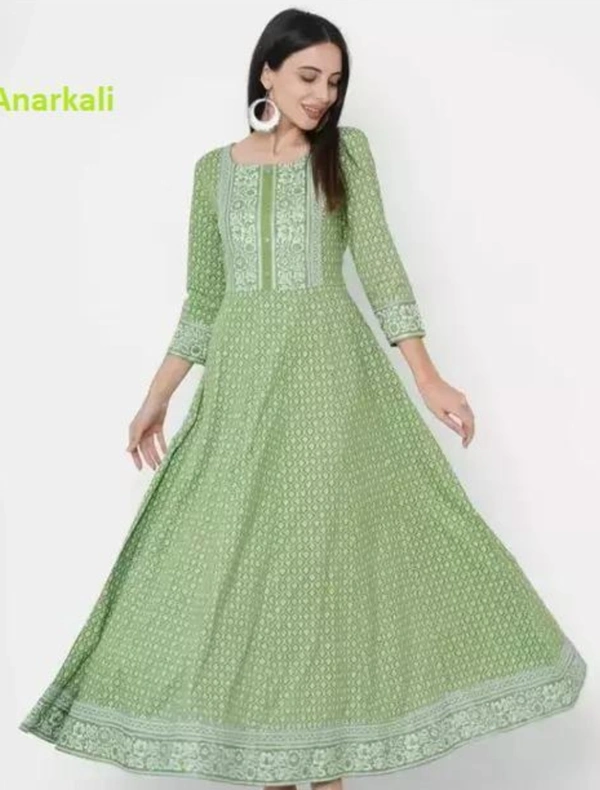 JAIPURI PRINTED ANARKALI - L, Earls Green