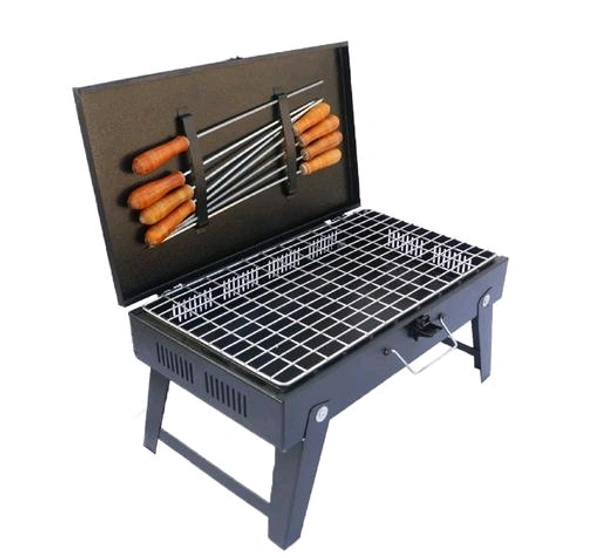 Metal  Briefcase style charcoal BBQ for outdoor cooking
