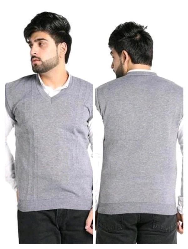 Wollen  Men's & Boys Winter Wear Half Sleeve Sweater (Free Size) - XXL, Gray